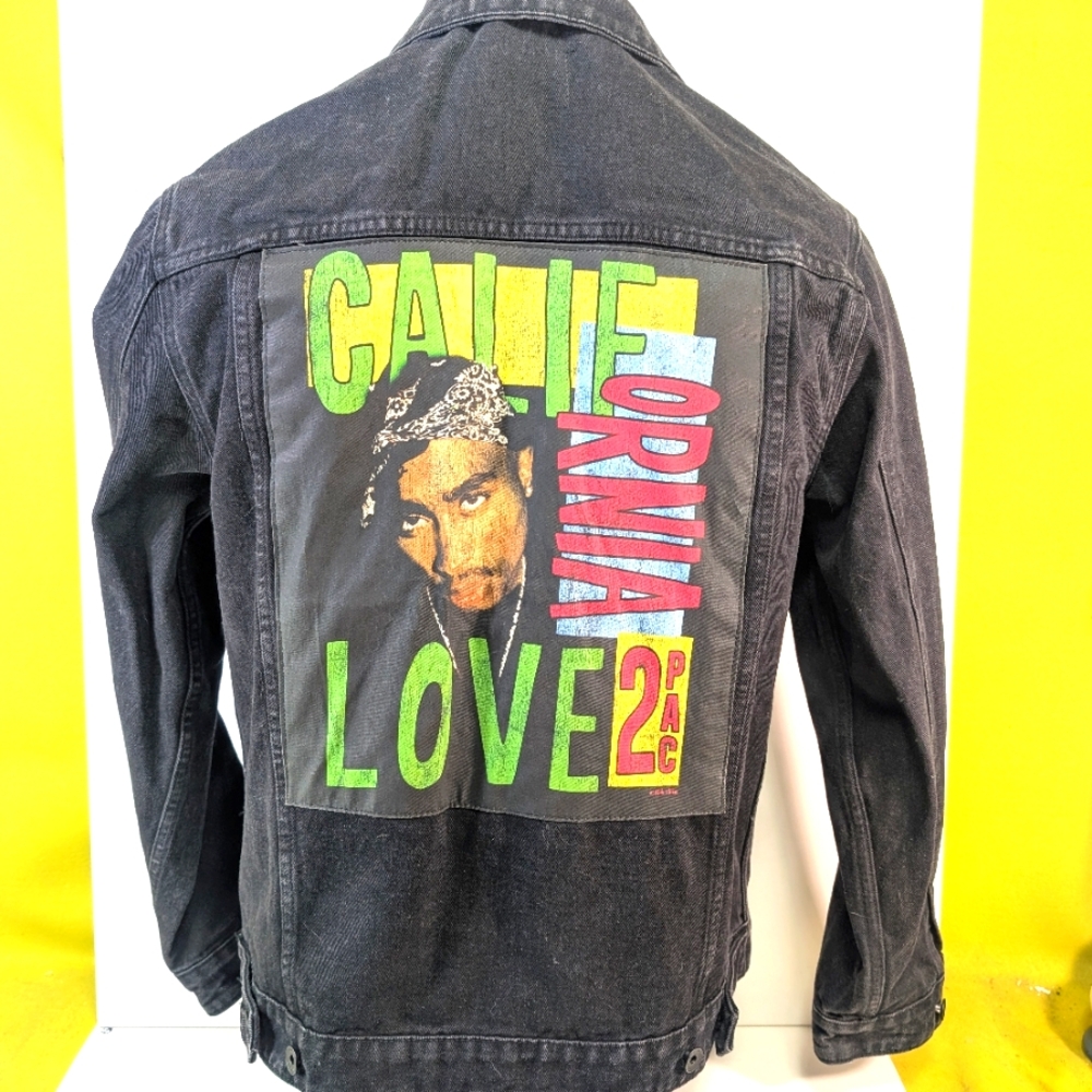Lrg Tupac Shakur Black Faded Black Denim Jacket California Love 2Pac Cotton On